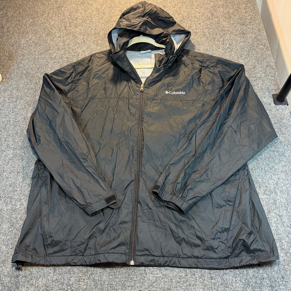 Columbia Sportswear Gray Waterproof Hooded Rain Jacket 2X Plus Outdoor Shell